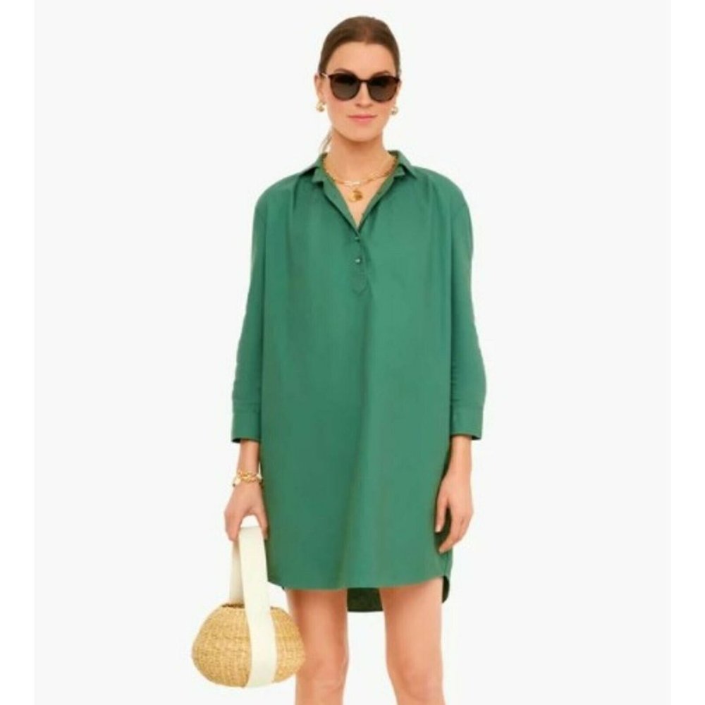 Pomander Place Tuckernuck Women's Green Polly Dress Mini Length Collared L NWOT